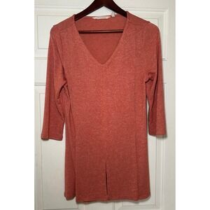 Soft Surroundings Ophelia Tunic Coral Heathered V Neck 3/4 Sleeve Top‎ Women's S